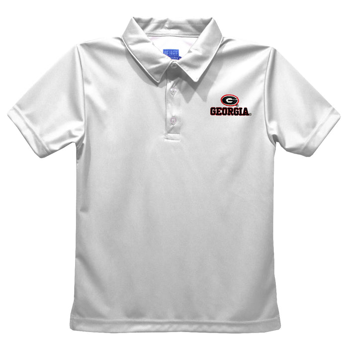 Georgia Bulldogs Embroidered White Short Sleeve Polo Box Shirt