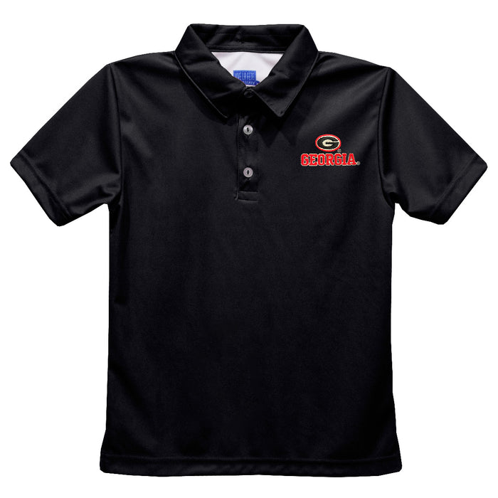 Georgia Bulldogs Embroidered Black Short Sleeve Polo Box Shirt
