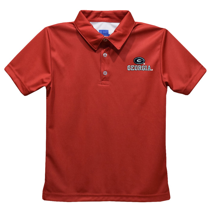 Georgia Bulldogs Embroidered Red Short Sleeve Polo Box Shirt