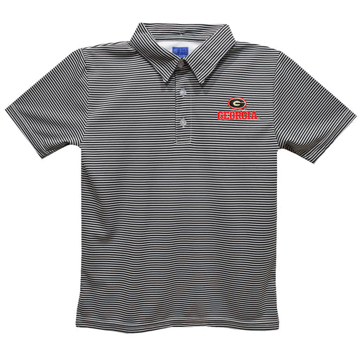 Georgia Bulldogs Embroidered Black Stripes Short Sleeve Polo Box Shir
