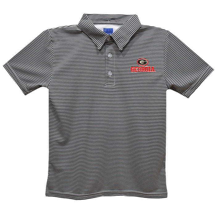 Georgia Bulldogs Embroidered Black Stripes Short Sleeve Polo Box Shir
