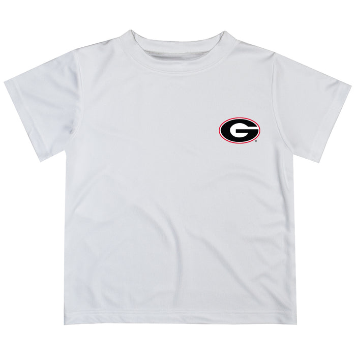 Georgia Bulldogs Hand Sketched Vive La Fete Impressions Artwork Boys White Short Sleeve Tee Shirt
