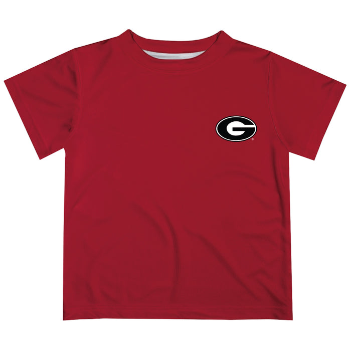 Georgia Bulldogs Hand Sketched Vive La Fete Impressions Artwork Boys Red Short Sleeve Tee Shirt
