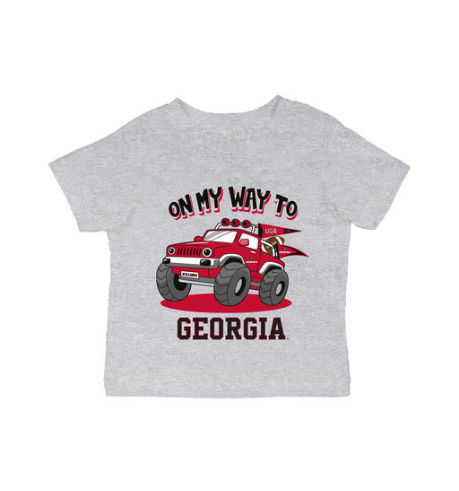 Georgia Bulldogs Vive La Fete On My Way Monster Truck Grey Cotton Short Sleeve Tee