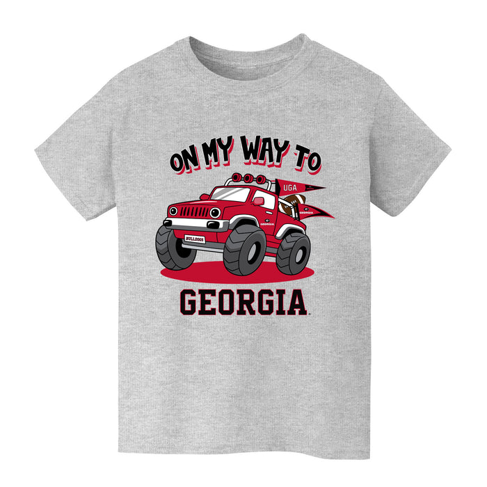 Georgia Bulldogs Vive La Fete On My Way Monster Truck Grey Cotton Short Sleeve Tee