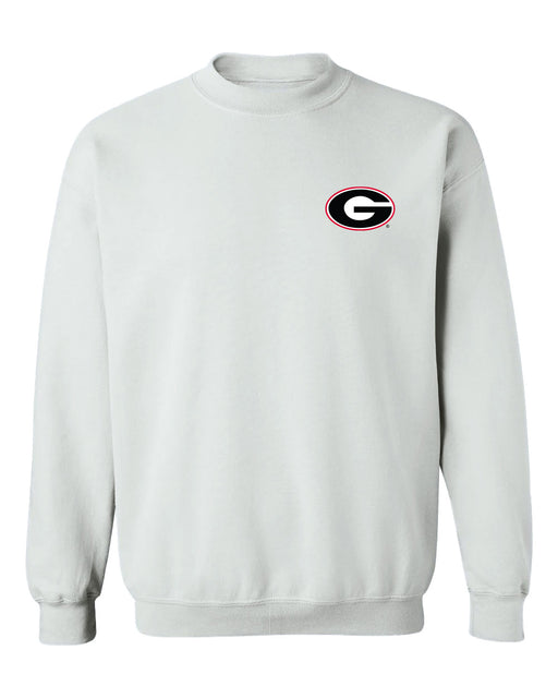 Georgia Bulldogs Hand Sketched Vive La Fete Impressions Artwork White Crew Neck Sweatshirt for Women