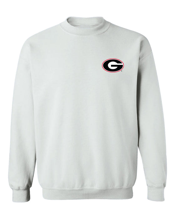 Georgia Bulldogs Hand Sketched Vive La Fete Impressions Artwork White Crew Neck Sweatshirt for Women