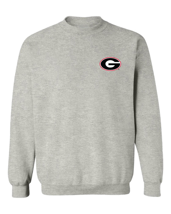 Georgia Bulldogs Hand Sketched Vive La Fete Impressions Artwork Gray Crew Neck Sweatshirt for Women