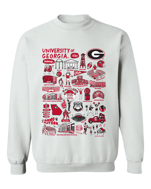 Georgia Bulldogs Hand Sketched Vive La Fete Impressions White Cotton Crewneck Sweatshirt for Women