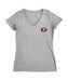 Georgia Bulldogs Hand Sketched Vive La Fete Impressions Artwork Grey Women Cotton Short Sleeve V-Neck Tshirt
