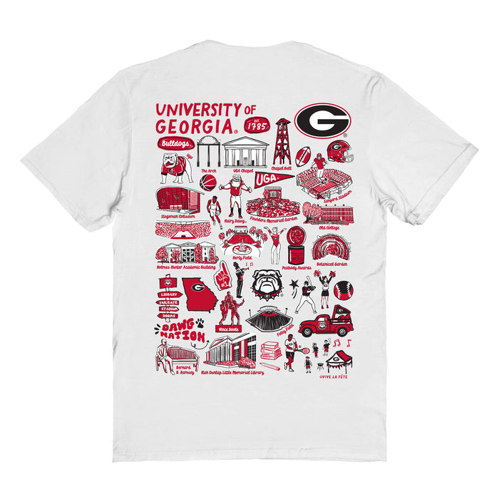 Georgia Bulldogs Vive La Fete Impressions Artwork White Womens Cotton Tshirt