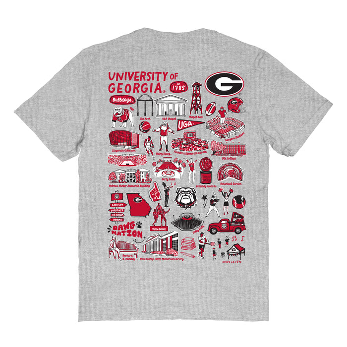 Georgia Bulldogs Vive La Fete Impressions Artwork Grey Womens Cotton Tshirt