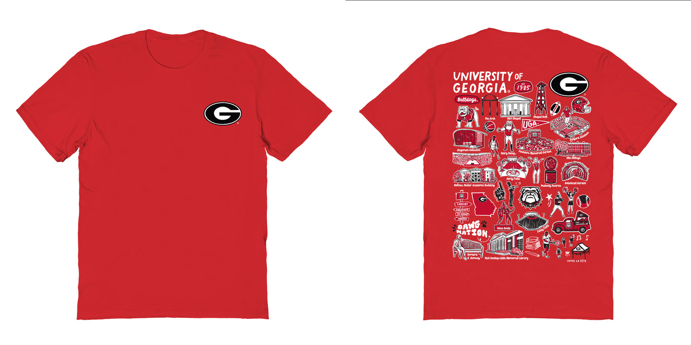 Georgia Bulldogs Vive La Fete Impressions Artwork Red Womens Cotton Tshirt - Vive La Fête - Online Apparel Store