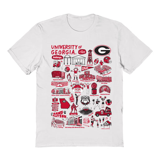 Georgia Bulldogs Hand Sketched Vive La Fete Impressions White Cotton Tshirt for Women