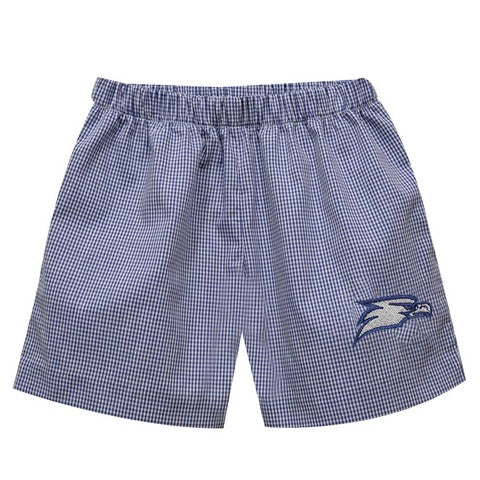 Georgia Southern Embroidered Navy Gingham Pull On Short