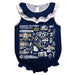 Georgia Southern Eagles  Navy Hand Sketched Vive La Fete Impressions Artwork Sleeveless Ruffle Onesie Bodysuit
