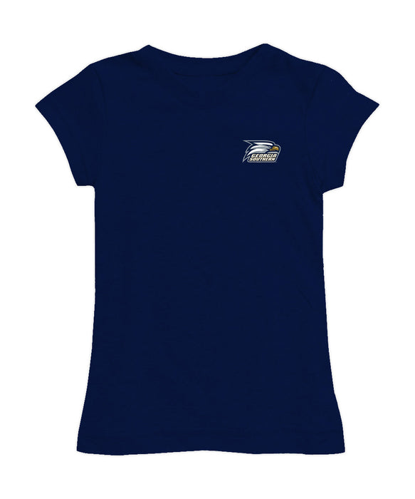Georgia Southern Eagles Hand Sketched Vive La Fete Impressions Artwork Navy Girls Cotton Short Sleeve Tee