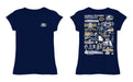 Georgia Southern Eagles Hand Sketched Vive La Fete Impressions Artwork Navy Girls Cotton Short Sleeve Tee - Vive La Fête - Online Apparel Store