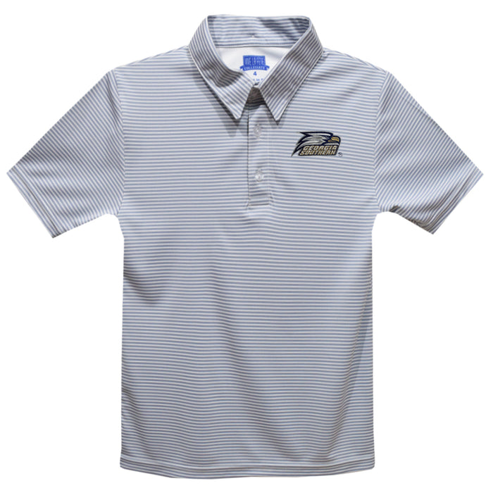Georgia Southern Eagles Embroidered Gray Stripes Short Sleeve Polo Box Shirt