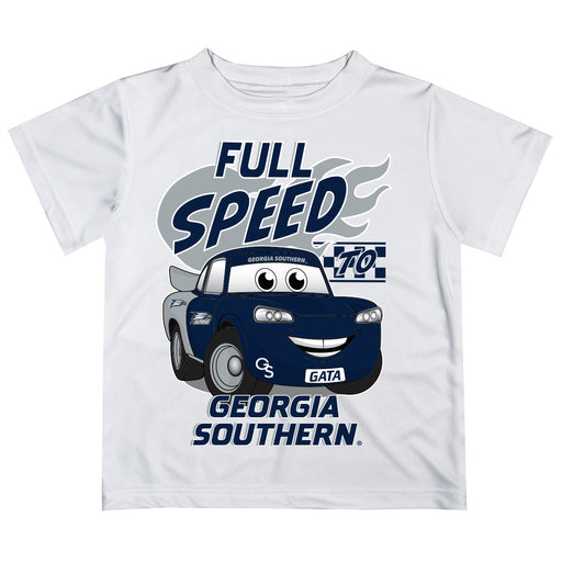 Georgia Southern Eagles Vive La Fete Toy Racing Car Boys Game Day White Short Sleeve Tee