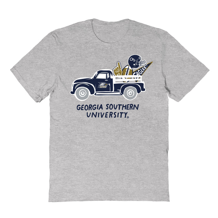 Georgia Southern Eagles Hand Sketched Vive La Fete Impressions Truck Kids Grey Cotton T-shirt