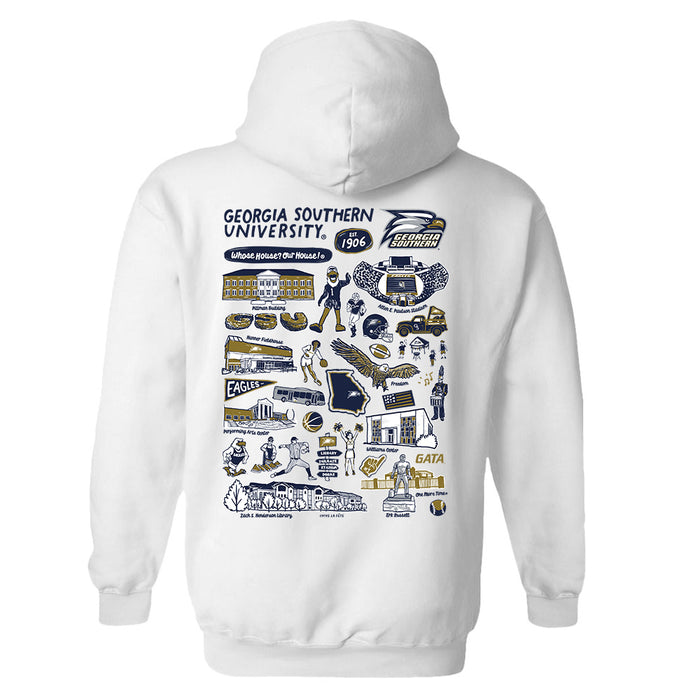 Georgia Southern Eagles Hand Sketched Artwork Cotton Fleece Women Hoodie - Vive La Fête - Online Apparel Store