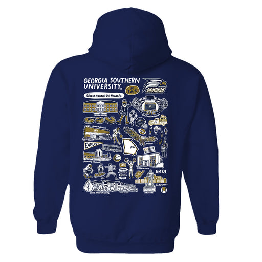 Georgia Southern Eagles Hand Sketched Artwork Cotton Fleece Women Hoodie - Vive La Fête - Online Apparel Store