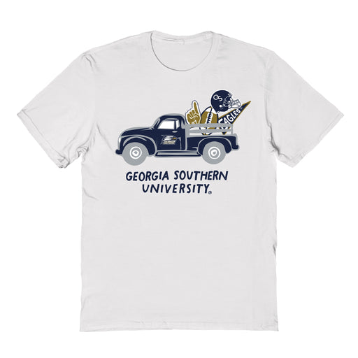 Georgia Southern Eagles Hand Sketched Vive La Fete Impressions Truck White T-shirt for Women