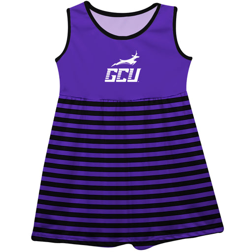 Grand Canyon University GCU Lopes Vive La Fete Girls Game Day Sleeveless Tank Dress Solid Purple Logo Stripes on Skirt