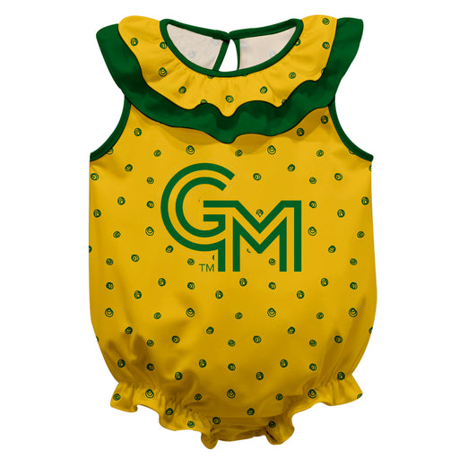 George Mason Patriots Swirls Gold Sleeveless Ruffle Bodysuit Logo - Vive La Fête - Online Apparel Store