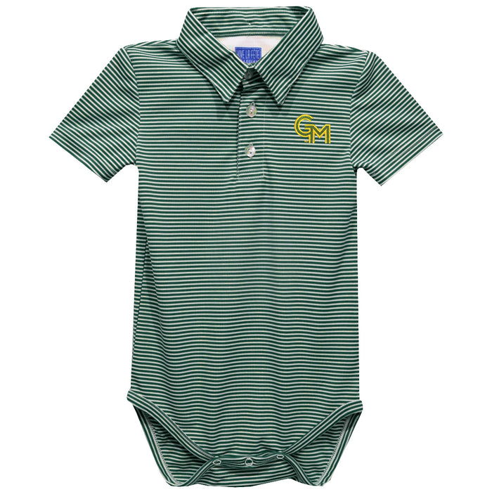 George Mason Patriots Embroidered Hunter Green Stripes Stripe Knit Polo Bodysuit - Vive La Fête - Online Apparel Store