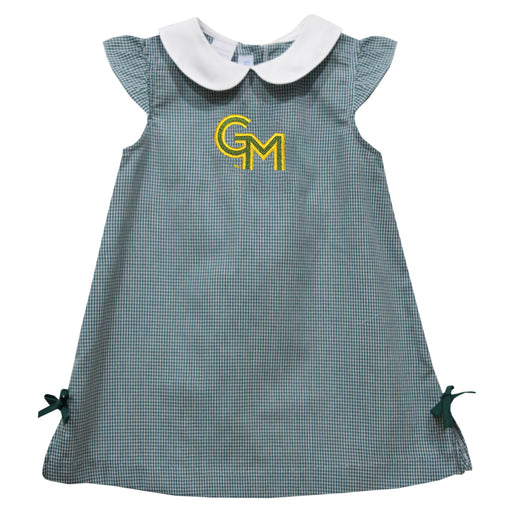George Mason Patriots Embroidered Hunter Green Gingham A Line Dress - Vive La Fête - Online Apparel Store