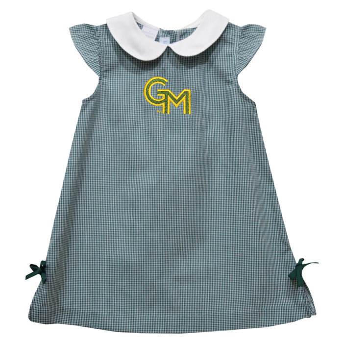 George Mason Patriots Embroidered Hunter Green Gingham A Line Dress - Vive La Fête - Online Apparel Store