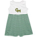 George Mason Patriots Vive La Fete Girls White Sleeveless Tank Dress Green Stripes on Skirt