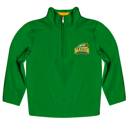 George Mason Patriots Vive La Fete Game Day Solid Green Quarter Zip Pullover Sleeves