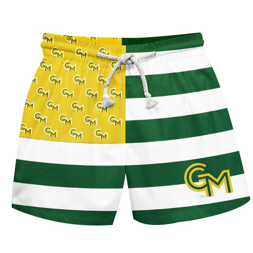 George Mason Patriots Vive La Fete Game Day Green White Gold Flag Swimtrunks - Vive La Fête - Online Apparel Store