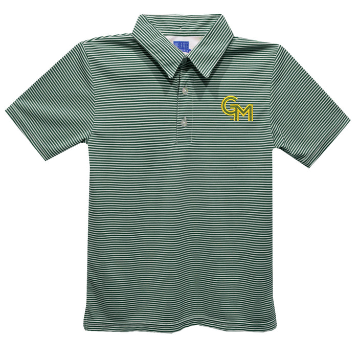 George Mason Patriots Embroidered Hunter Green Stripes Short Sleeve Polo Box Shirt - Vive La Fête - Online Apparel Store