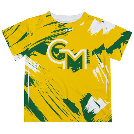 George Mason Patriots Vive La Fete Boys Game Day Gold Short Sleeve Tee Paint Brush