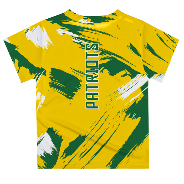 George Mason Patriots Vive La Fete Boys Game Day Gold Short Sleeve Tee Paint Brush