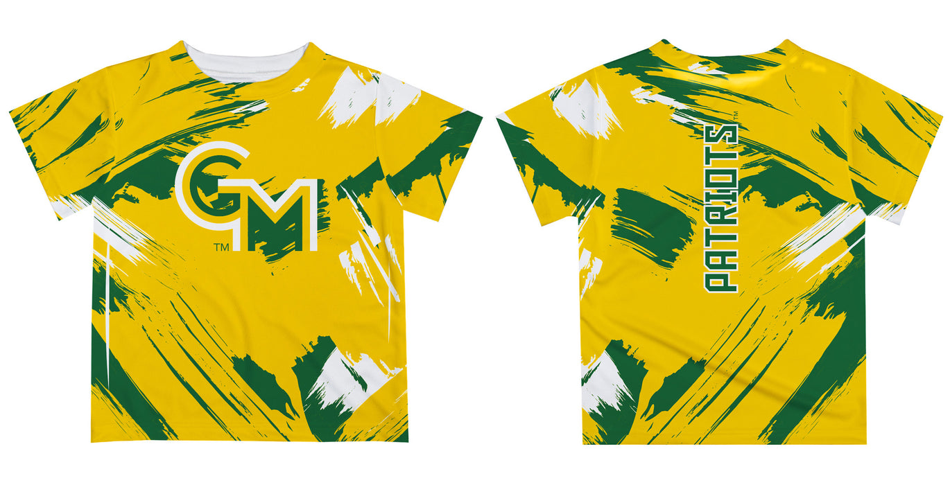 George Mason Patriots Vive La Fete Boys Game Day Gold Short Sleeve Tee Paint Brush