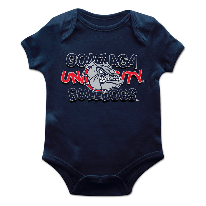 Gonzaga Bulldogs Zags GU Vive La Fete Infant Game Day Navy Short Sleeve Bodysuit