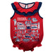 Gonzaga University Bulldogs Zags GU Red Hand Sketched Vive La Fete Impressions Artwork Sleeveless Ruffle Onesie Bodysuit