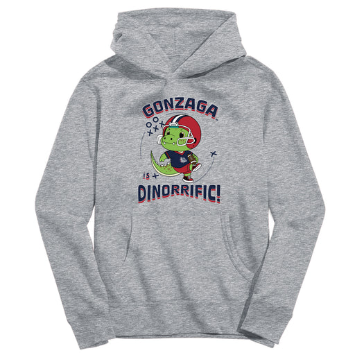 Gonzaga University Bulldogs Zags GU Dinorrific Heather Grey Cotton Youth Hoodie