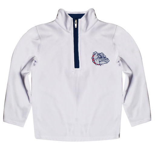 Gonzaga University Bulldogs Zags GU Hand Sketched Vive La Fete Impressions Artwork  White Quarter Zip Pullover V1