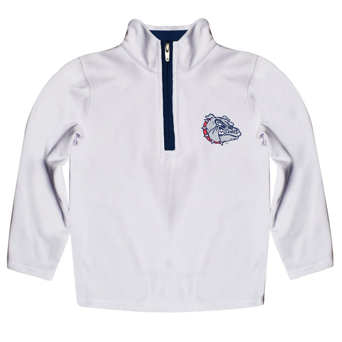 Gonzaga University Bulldogs Zags GU Hand Sketched Vive La Fete Impressions Artwork  White Quarter Zip Pullover V1