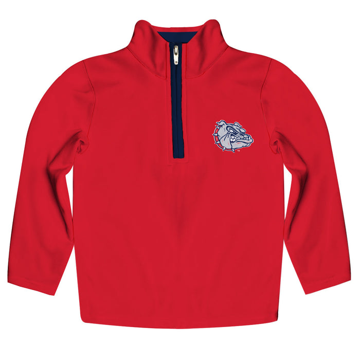 Gonzaga University Bulldogs Zags GU Hand Sketched Vive La Fete Impressions Artwork  Red Quarter Zip Pullover V1