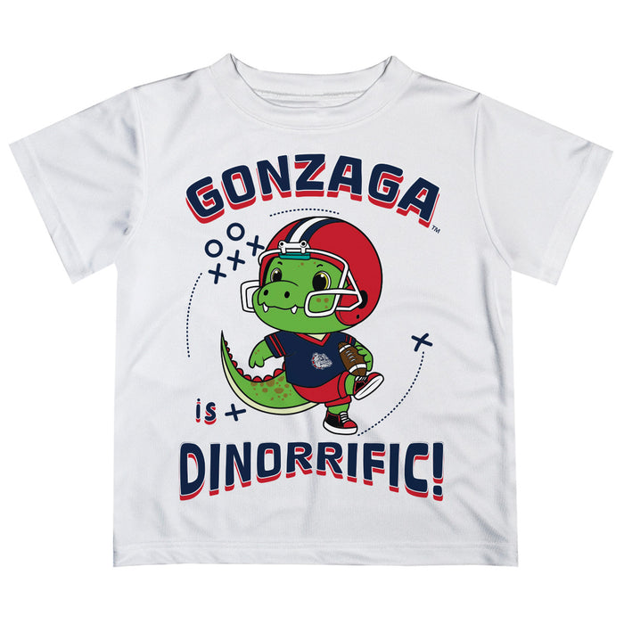 Gonzaga University Bulldogs Zags GU Vive La Fete Dinorrific Boys Game Day White Short Sleeve Tee