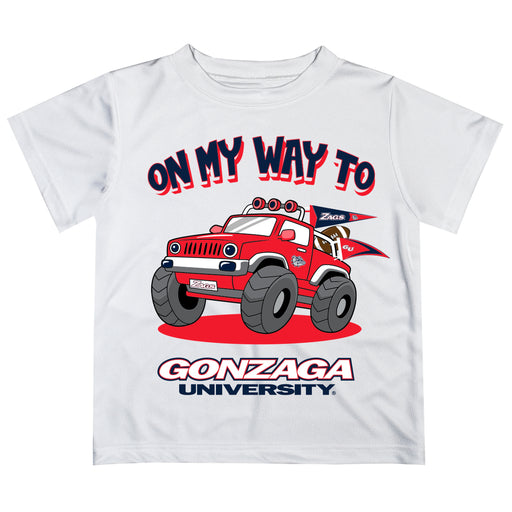 Gonzaga University Bulldogs Zags GU Vive La Fete Monster Truck Boys Game Day White Short Sleeve Tee