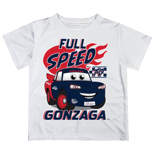 Gonzaga University Bulldogs Zags GU Vive La Fete Toy Racing Car Boys Game Day White Short Sleeve Tee