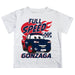 Gonzaga University Bulldogs Zags GU Vive La Fete Toy Racing Car Boys Game Day White Short Sleeve Tee